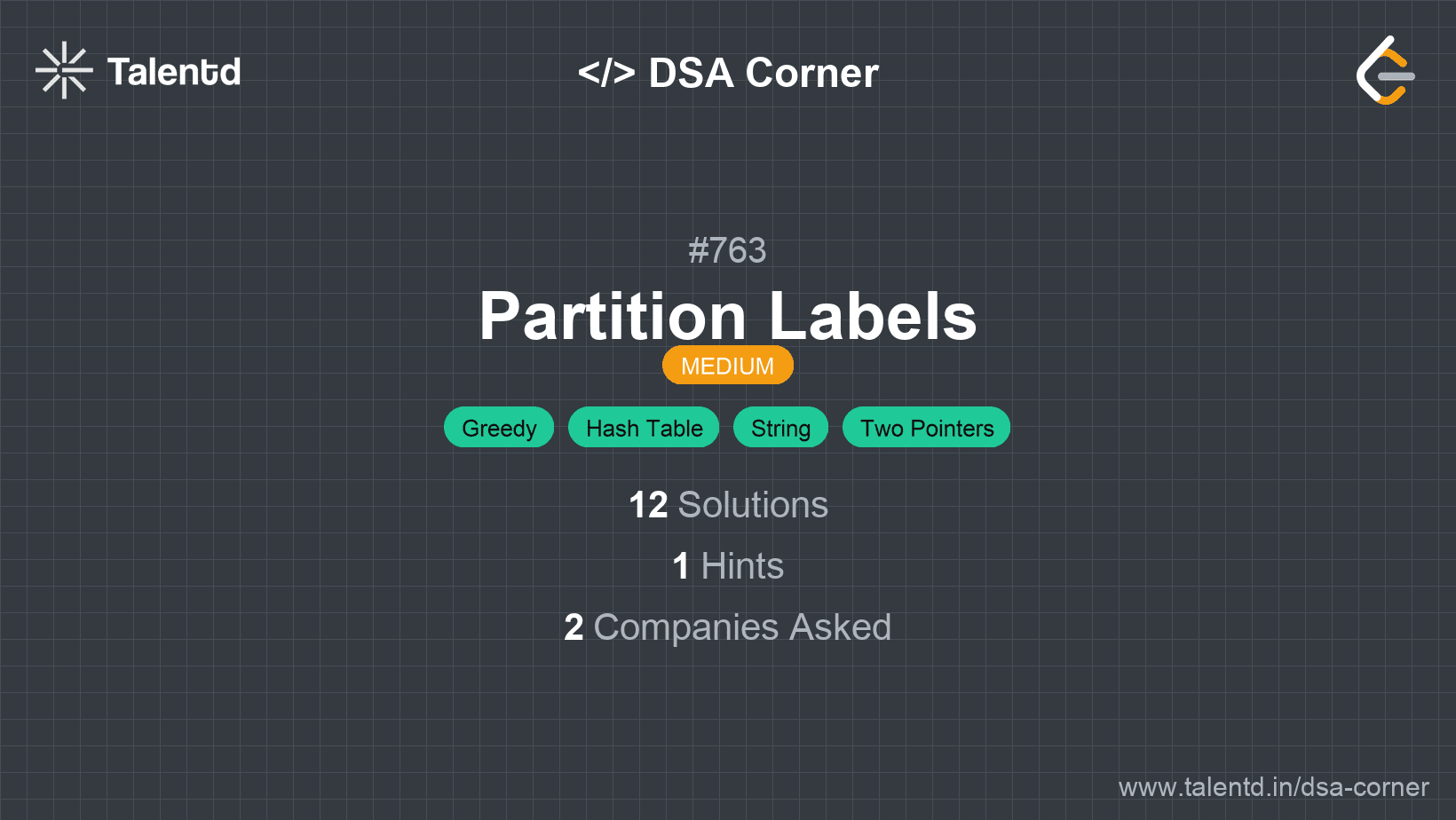 Problem visualization for Partition Labels