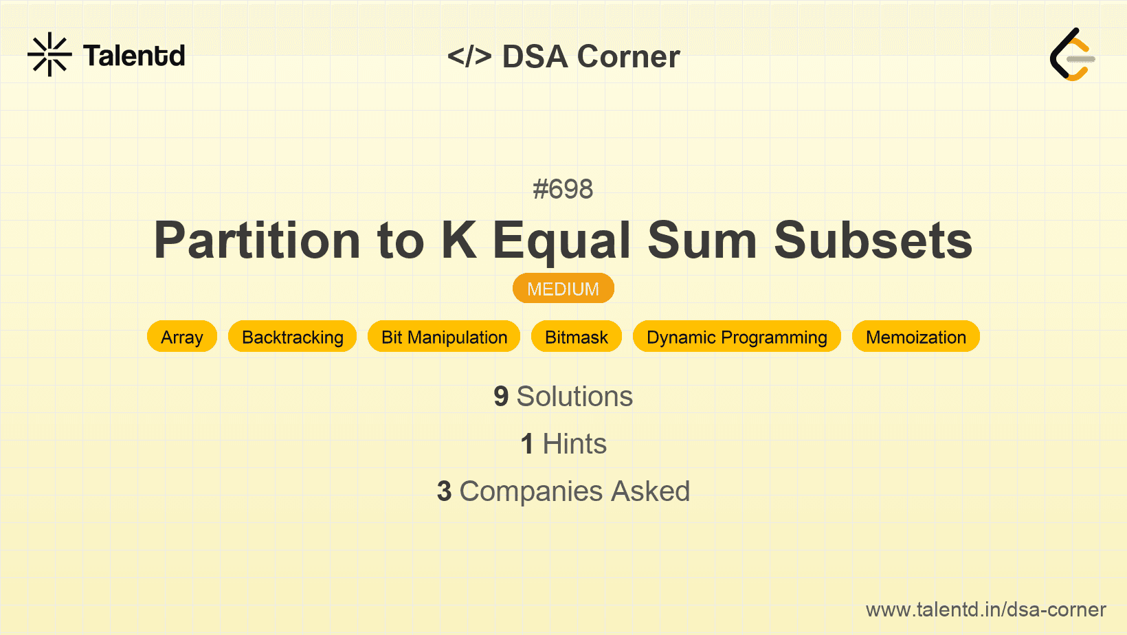 Problem visualization for Partition to K Equal Sum Subsets