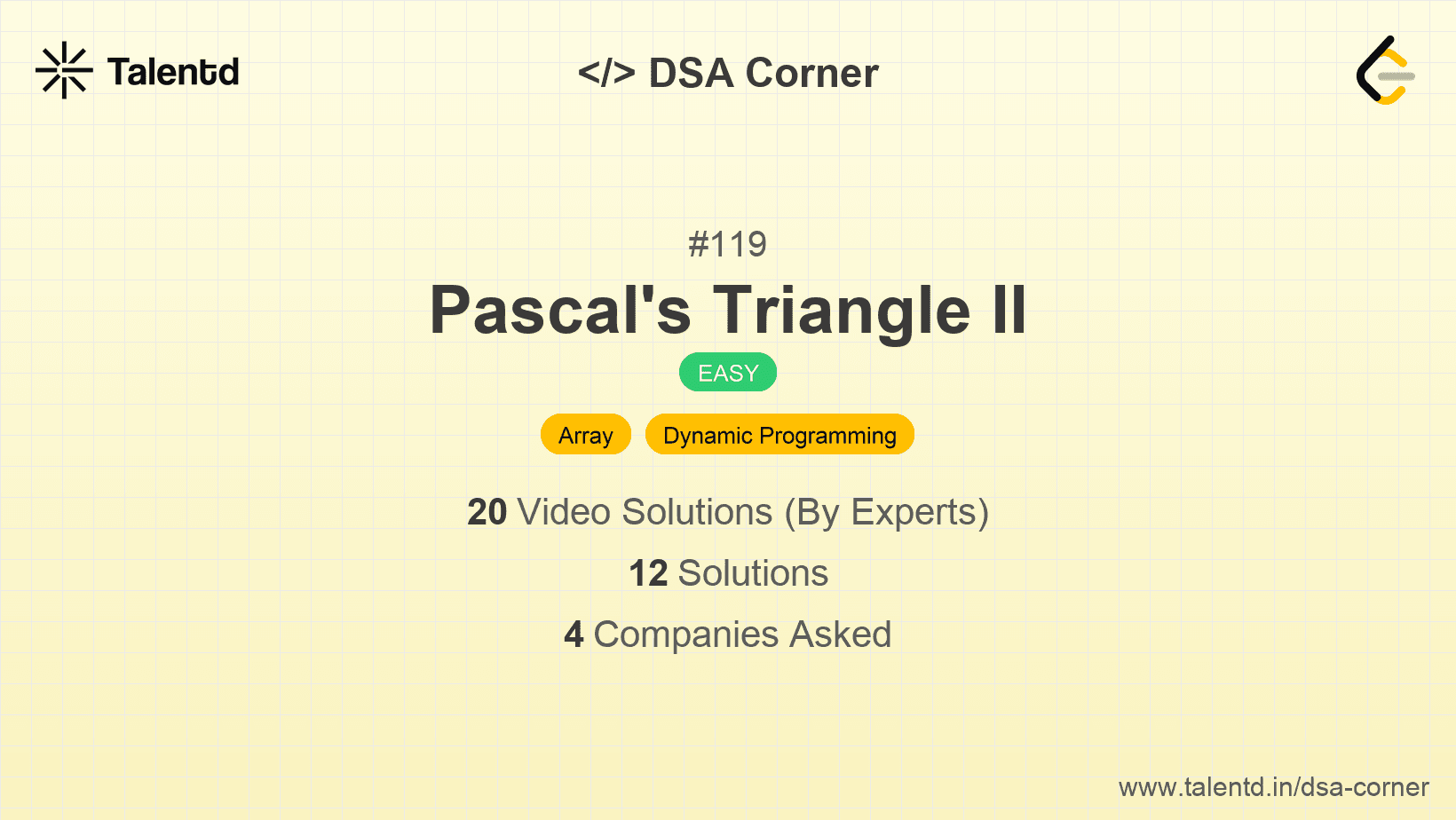 Problem visualization for Pascal's Triangle II