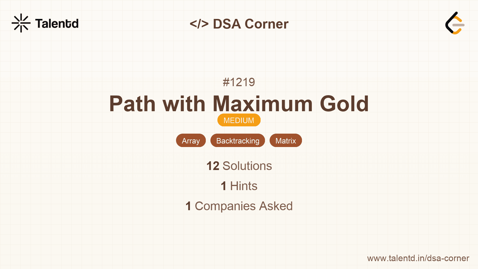 Problem visualization for Path with Maximum Gold