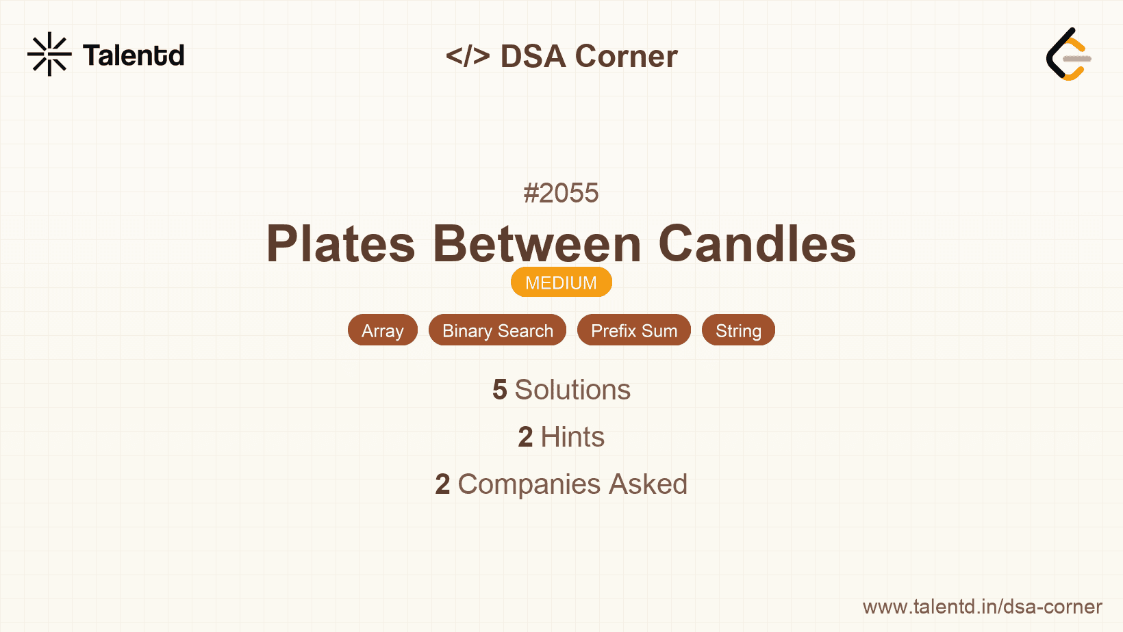 Problem visualization for Plates Between Candles