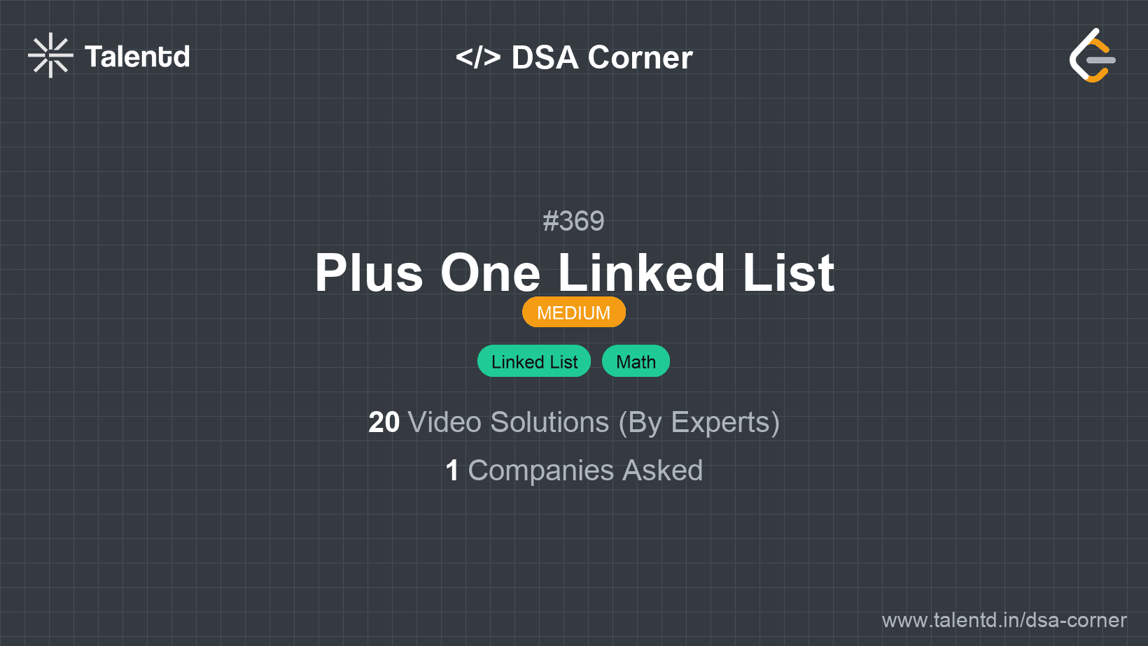 Problem visualization for Plus One Linked List