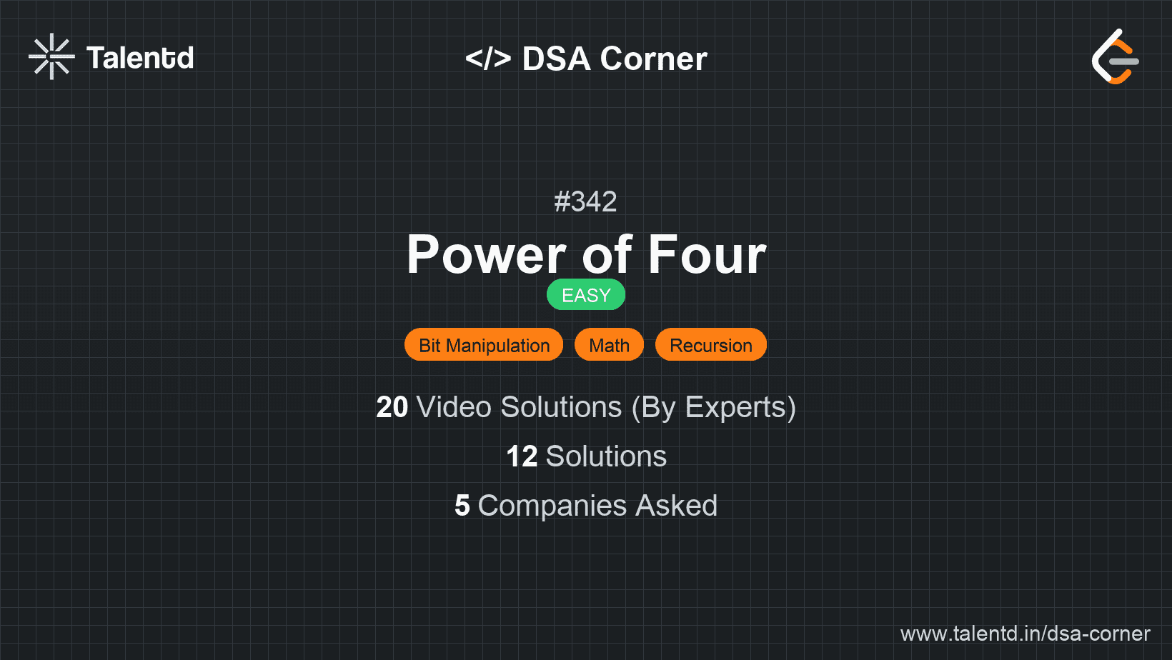 Problem visualization for Power of Four