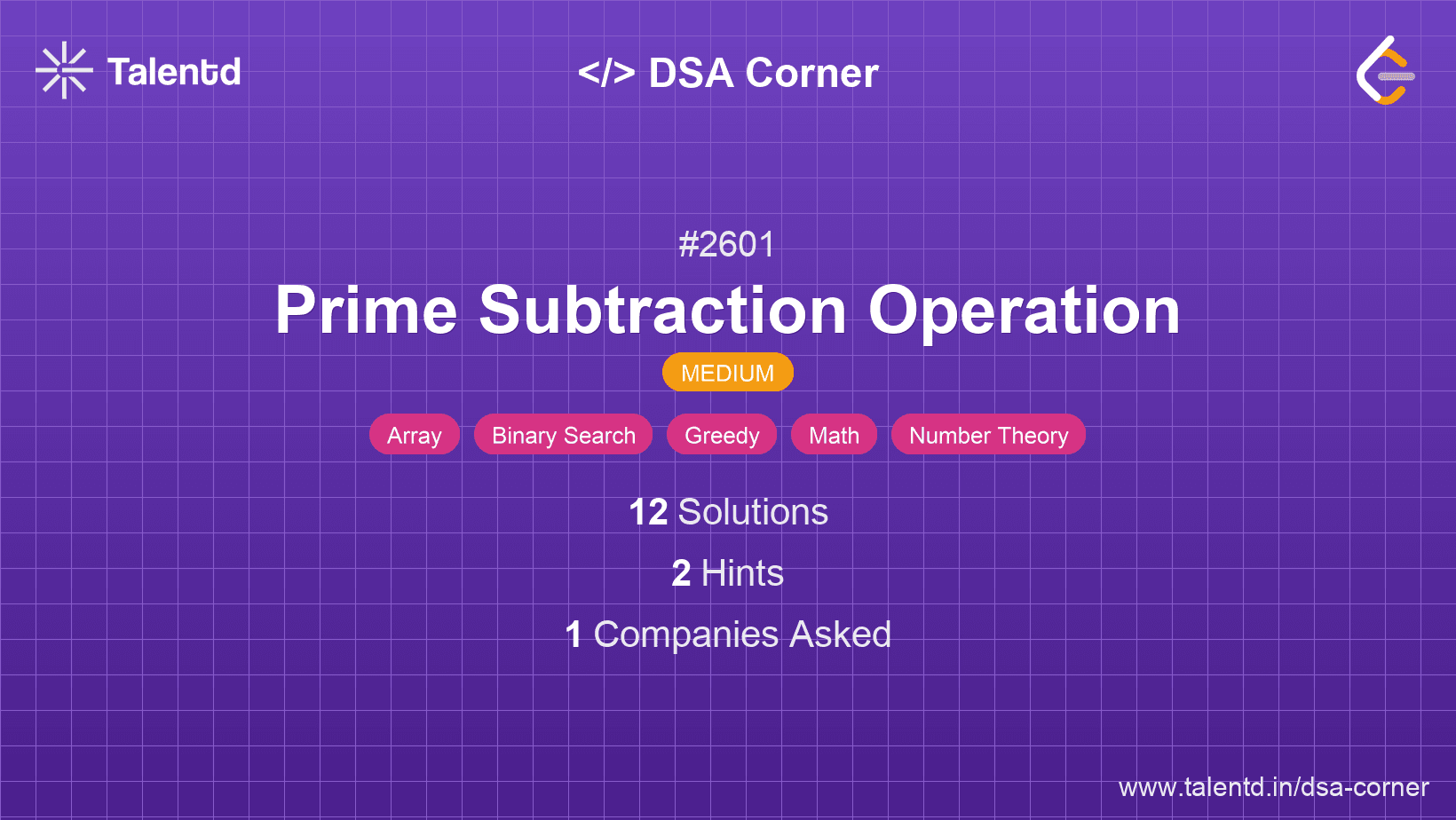 Problem visualization for Prime Subtraction Operation