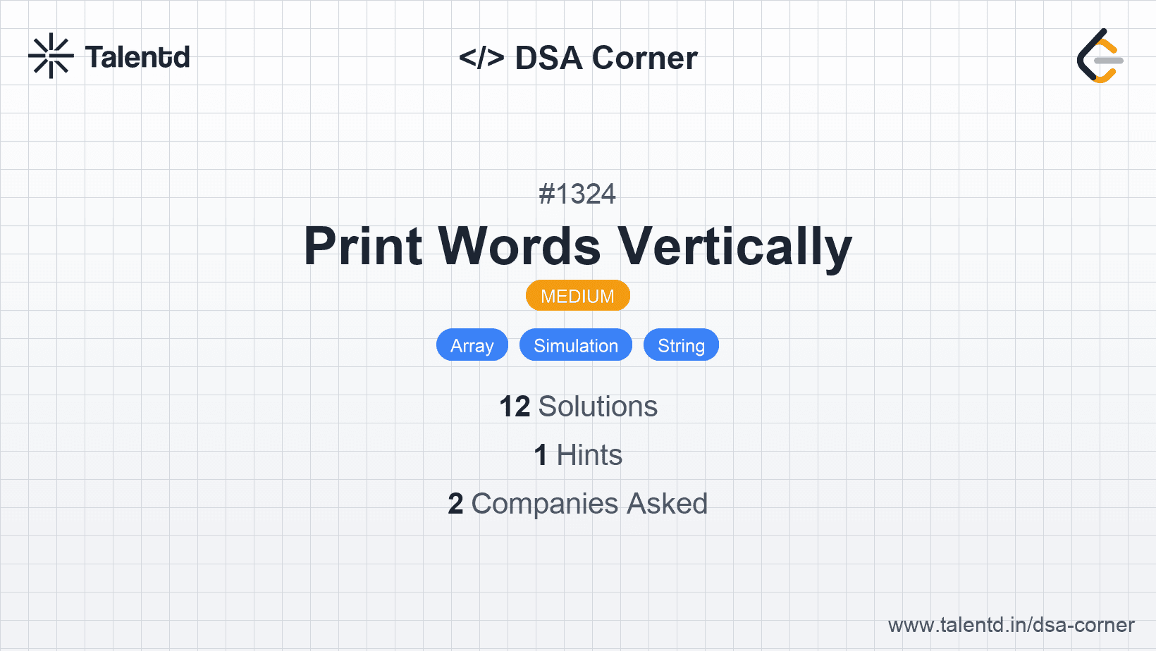 Problem visualization for Print Words Vertically
