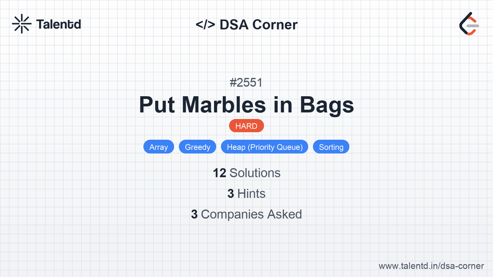 Problem visualization for Put Marbles in Bags