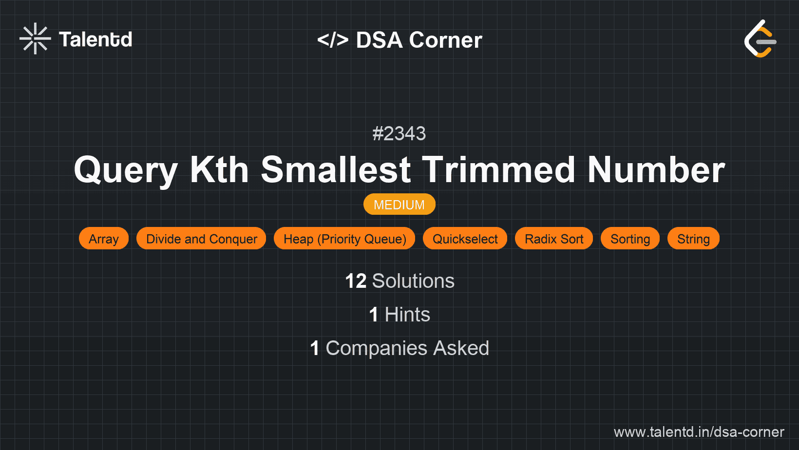 Problem visualization for Query Kth Smallest Trimmed Number