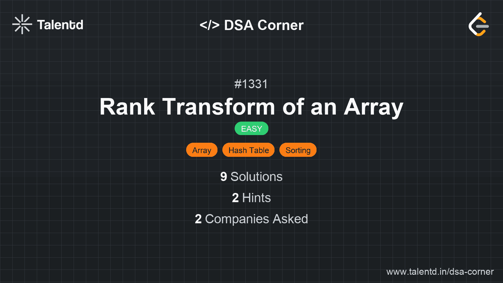 Problem visualization for Rank Transform of an Array