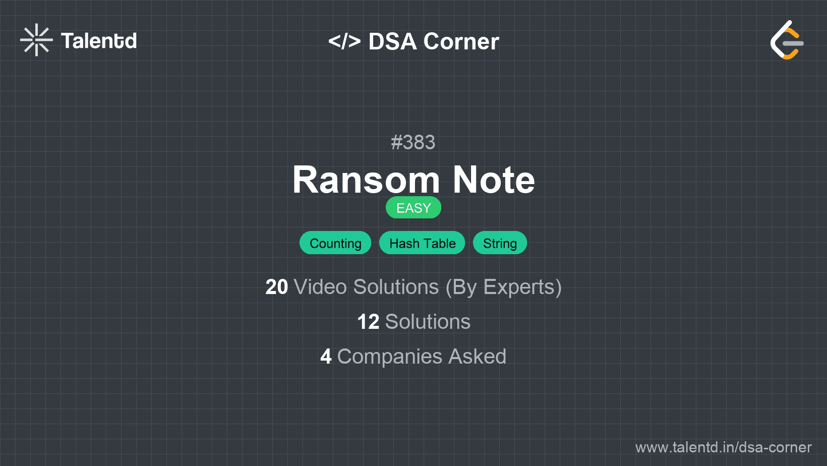 Problem visualization for Ransom Note