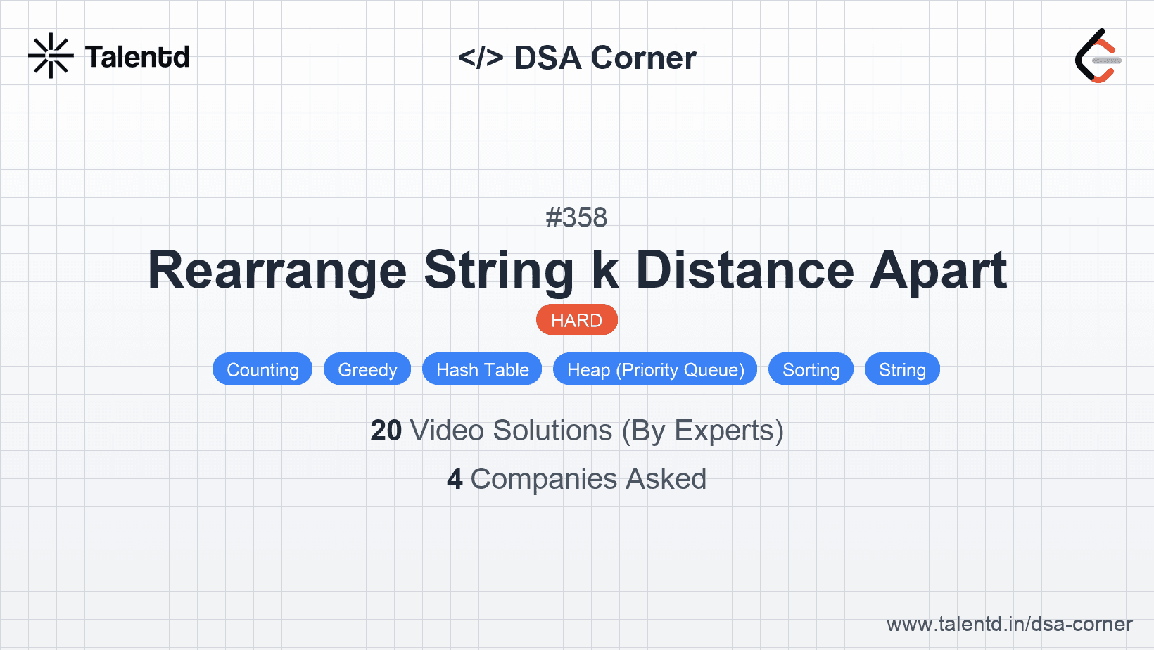 Problem visualization for Rearrange String k Distance Apart
