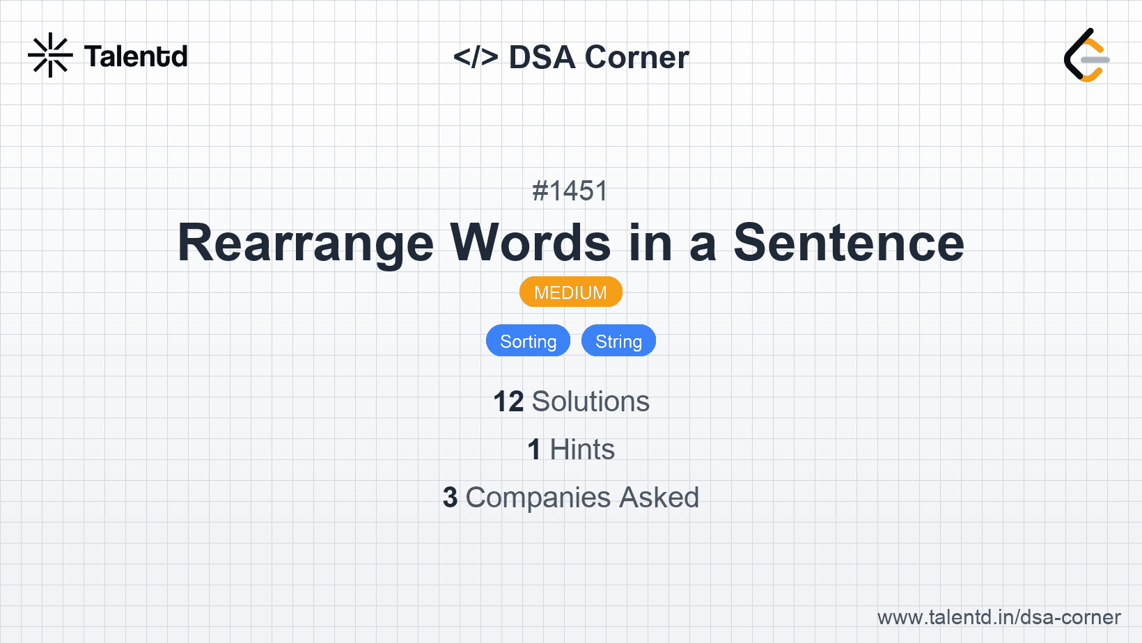 Problem visualization for Rearrange Words in a Sentence