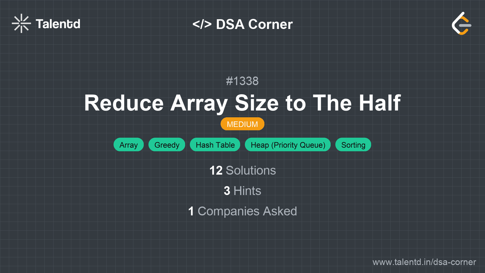 Problem visualization for Reduce Array Size to The Half