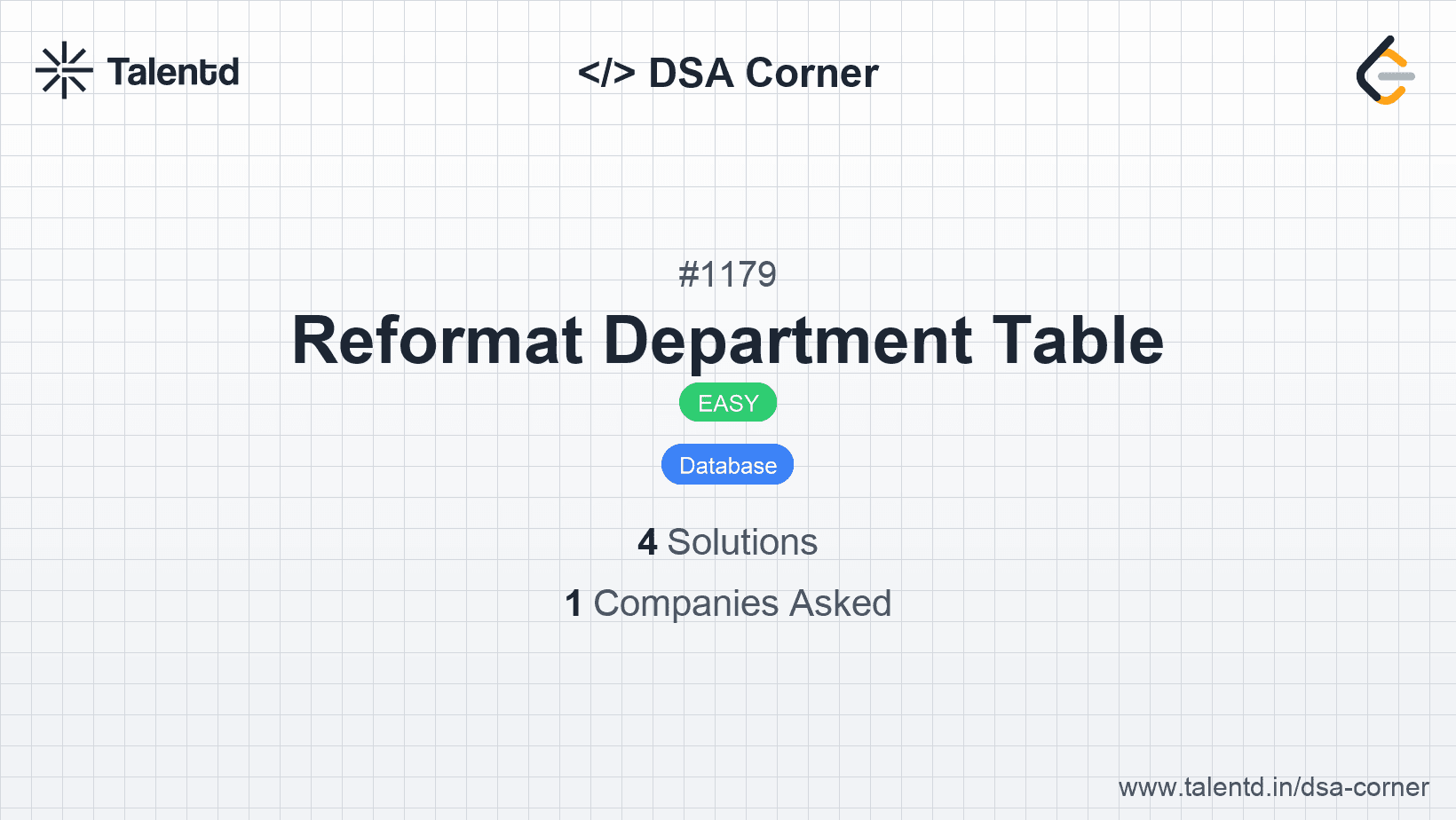 Problem visualization for Reformat Department Table