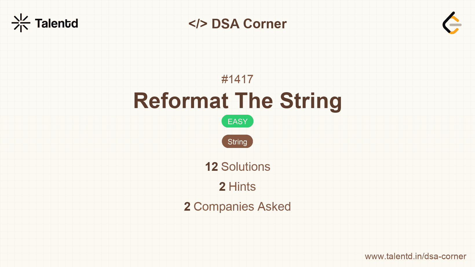 Problem visualization for Reformat The String