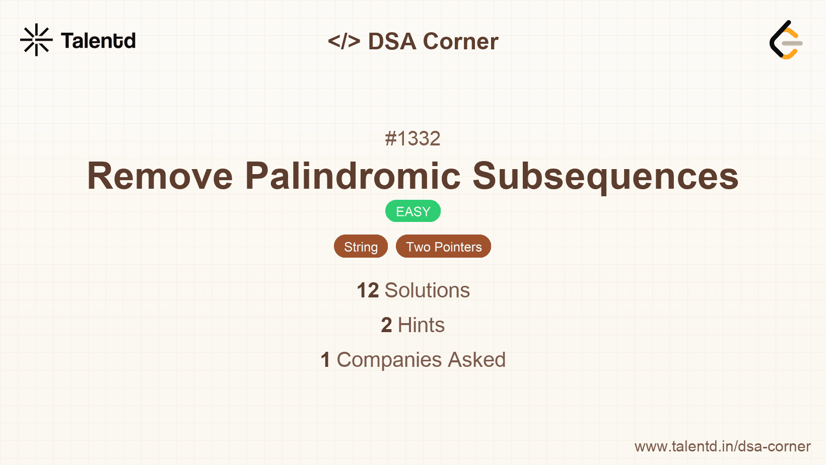Problem visualization for Remove Palindromic Subsequences