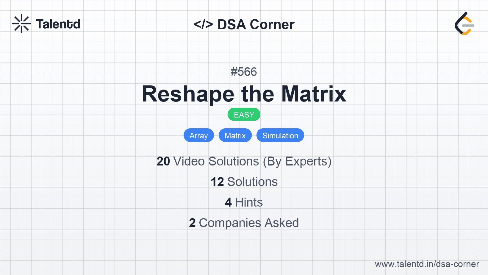 Problem visualization for Reshape the Matrix