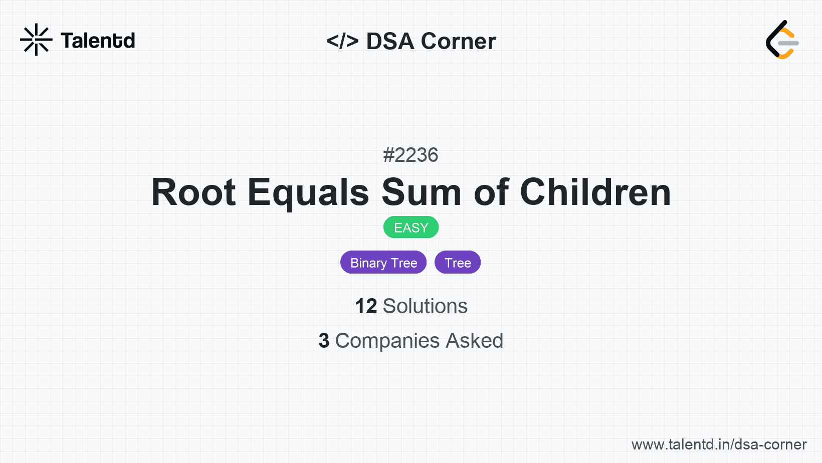 Problem visualization for Root Equals Sum of Children