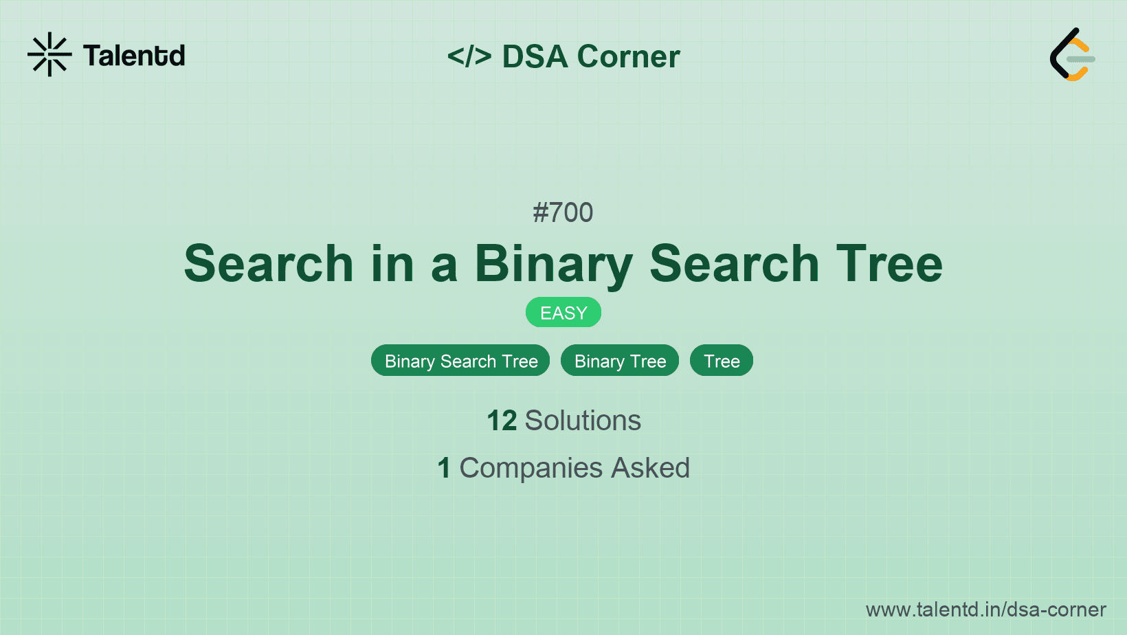 Problem visualization for Search in a Binary Search Tree