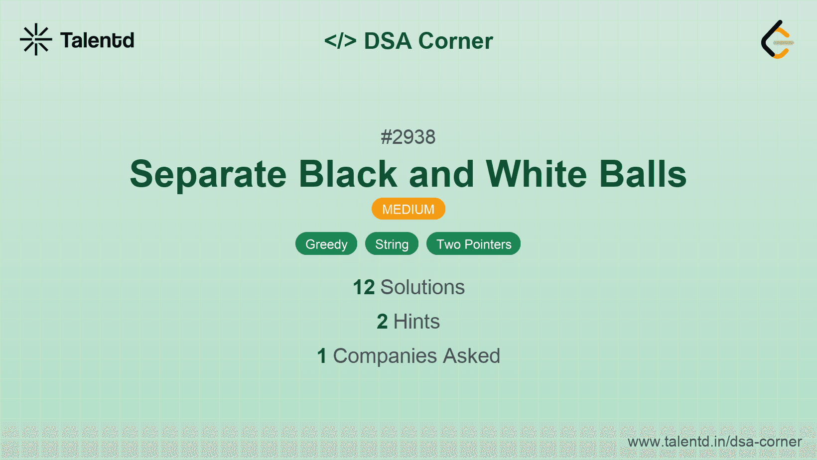 Problem visualization for Separate Black and White Balls