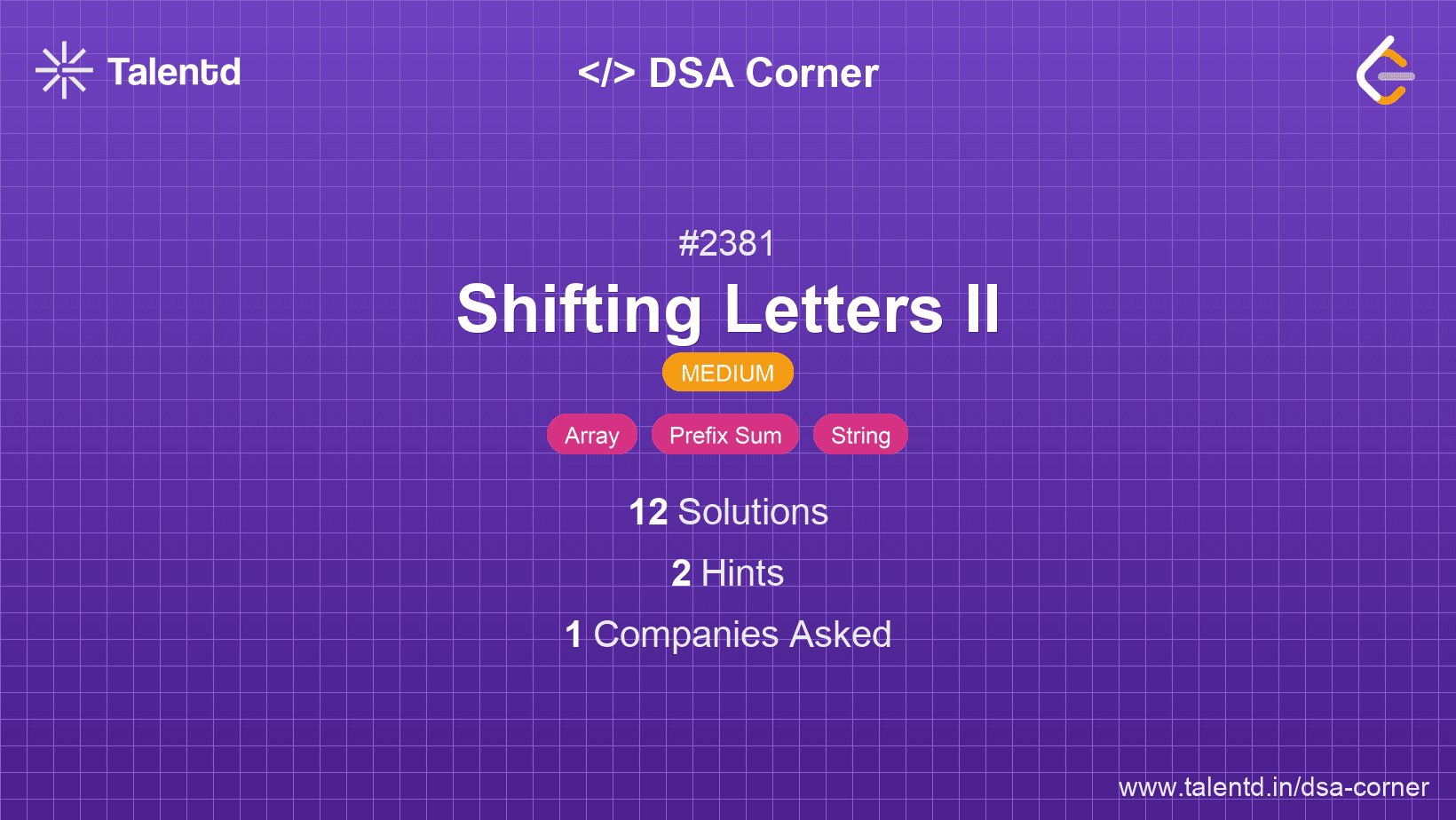 Problem visualization for Shifting Letters II