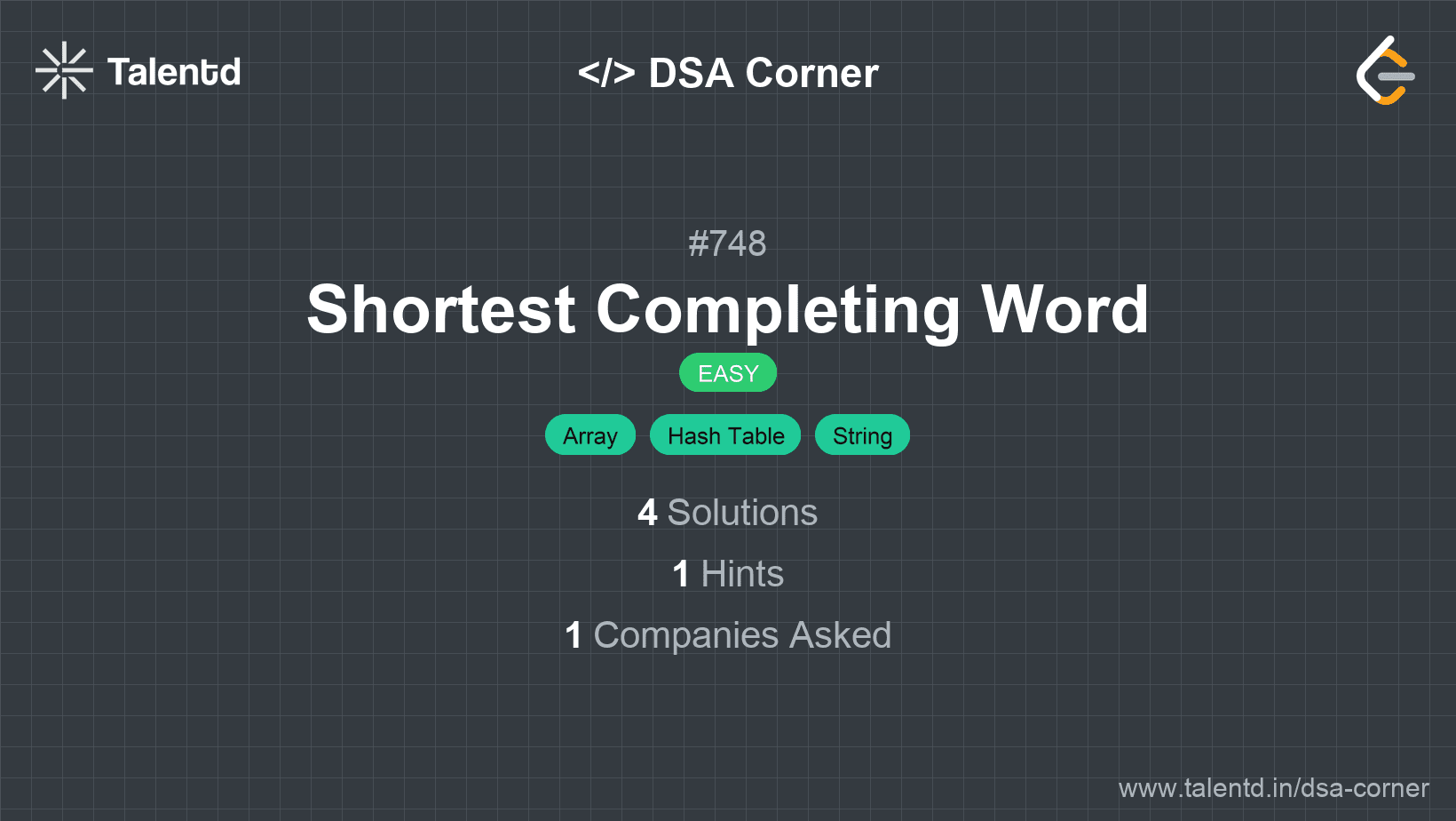 Problem visualization for Shortest Completing Word