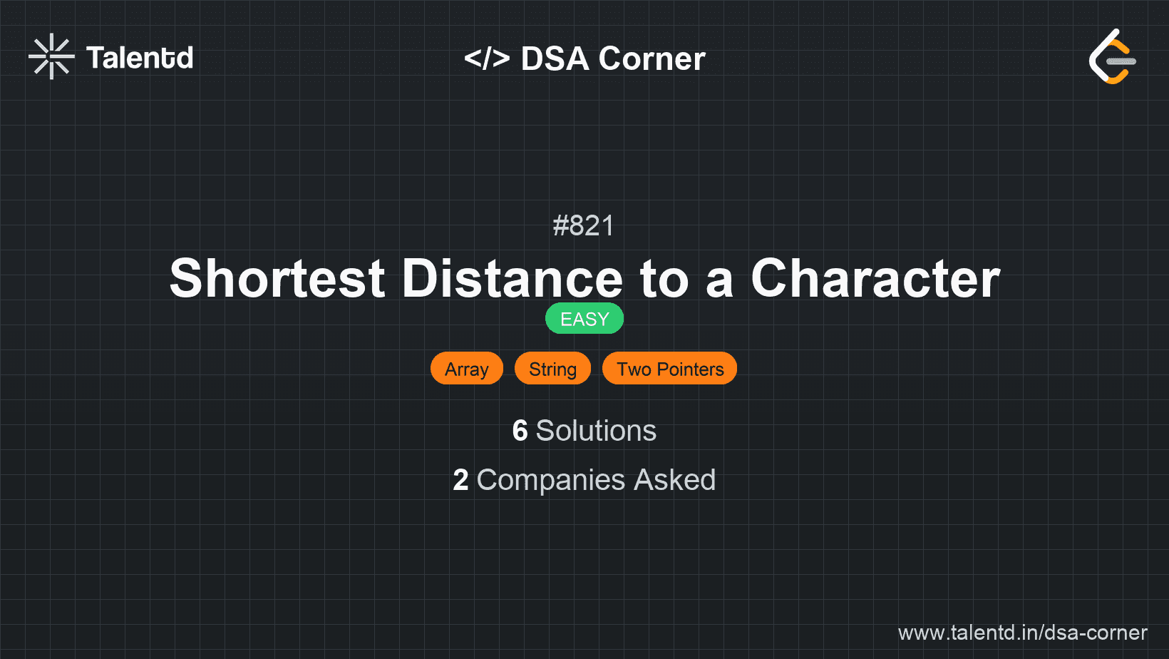 Problem visualization for Shortest Distance to a Character