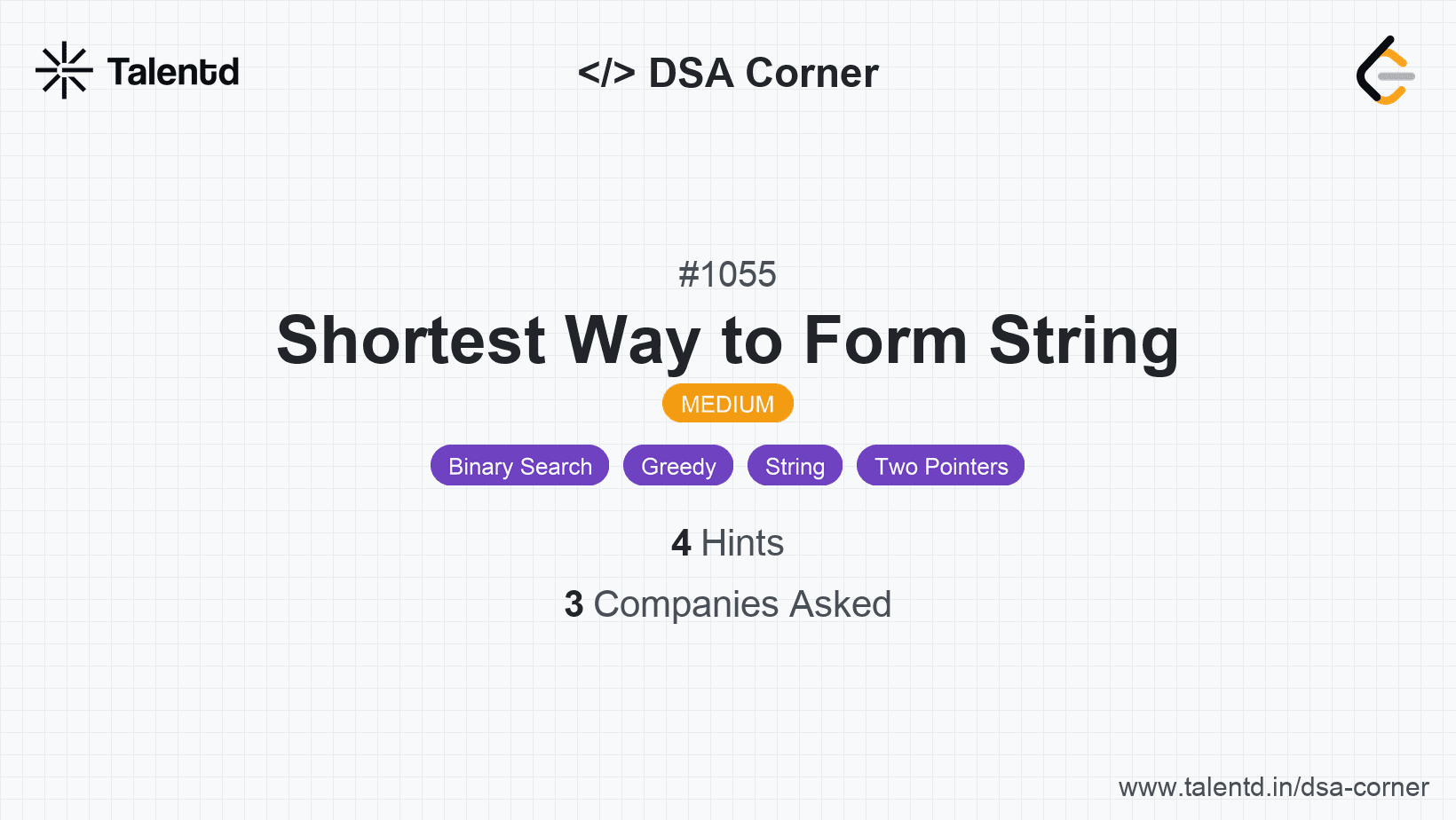 Problem visualization for Shortest Way to Form String