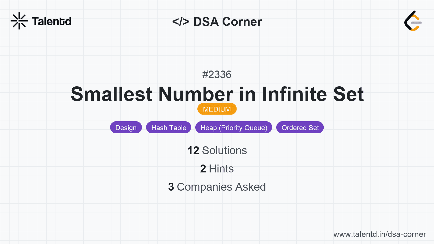 Problem visualization for Smallest Number in Infinite Set
