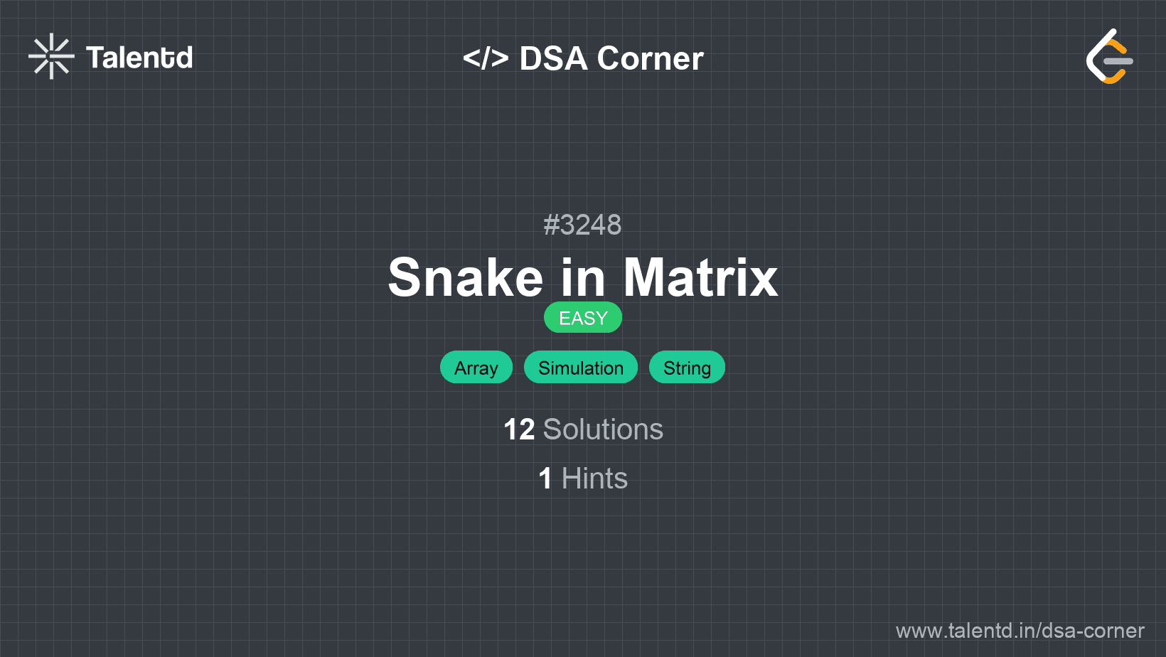 Problem visualization for Snake in Matrix