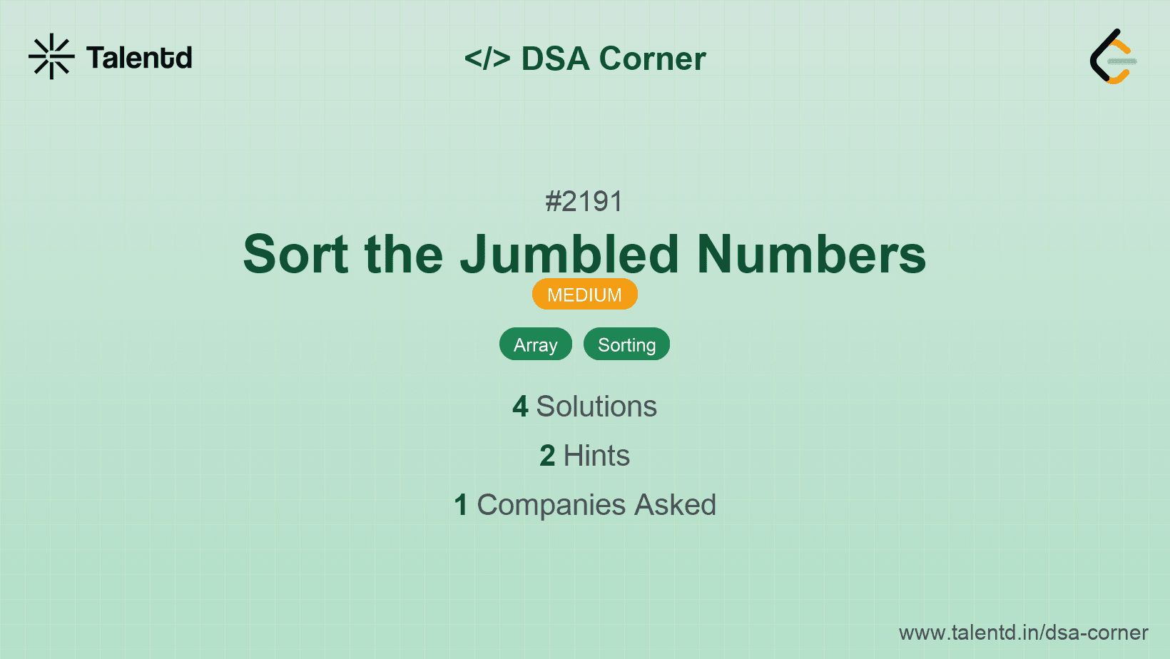 Problem visualization for Sort the Jumbled Numbers