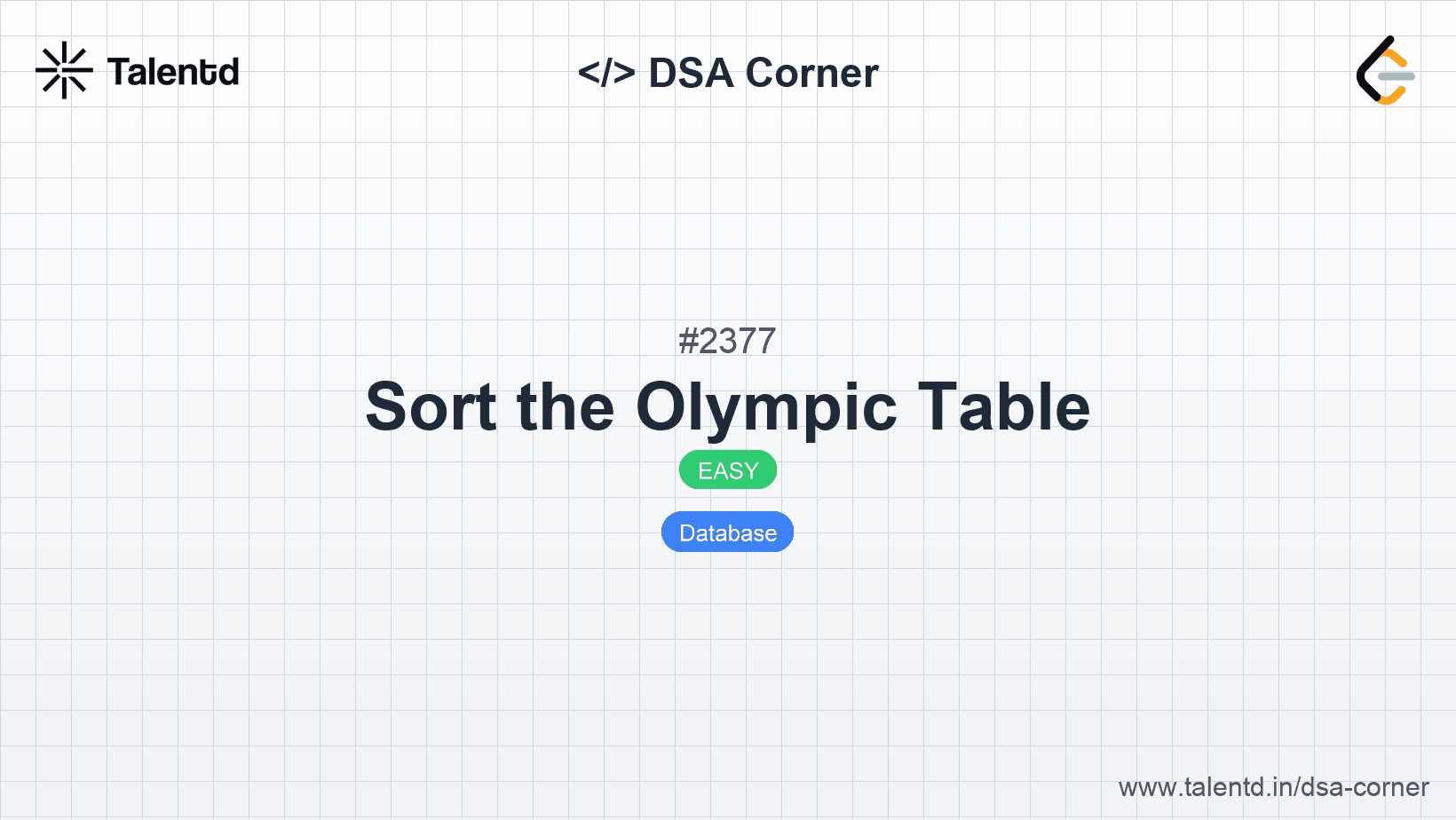 Problem visualization for Sort the Olympic Table