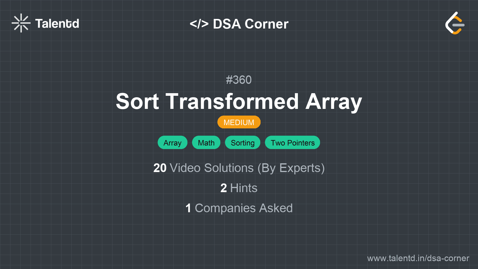 Problem visualization for Sort Transformed Array