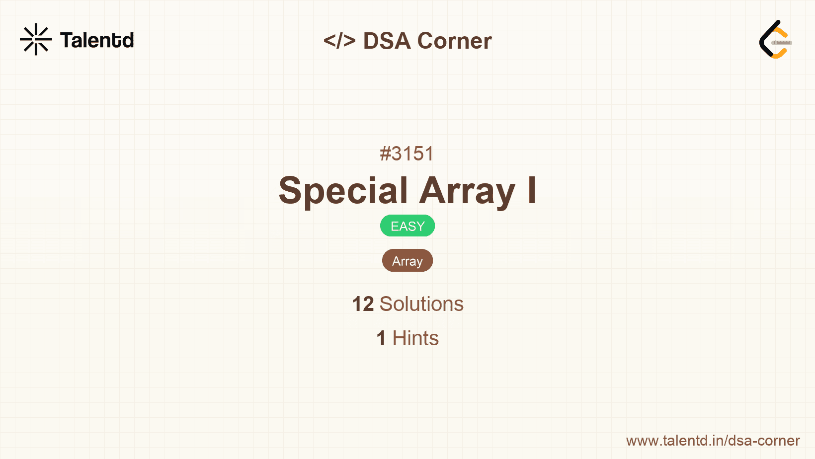 Problem visualization for Special Array I
