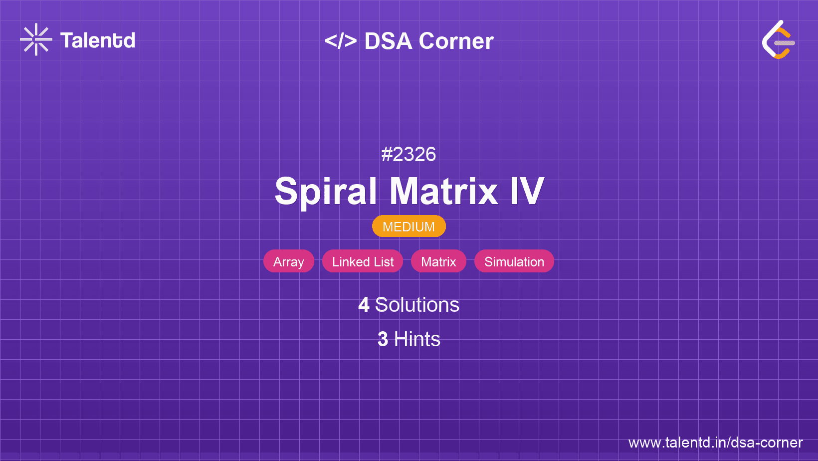 Problem visualization for Spiral Matrix IV