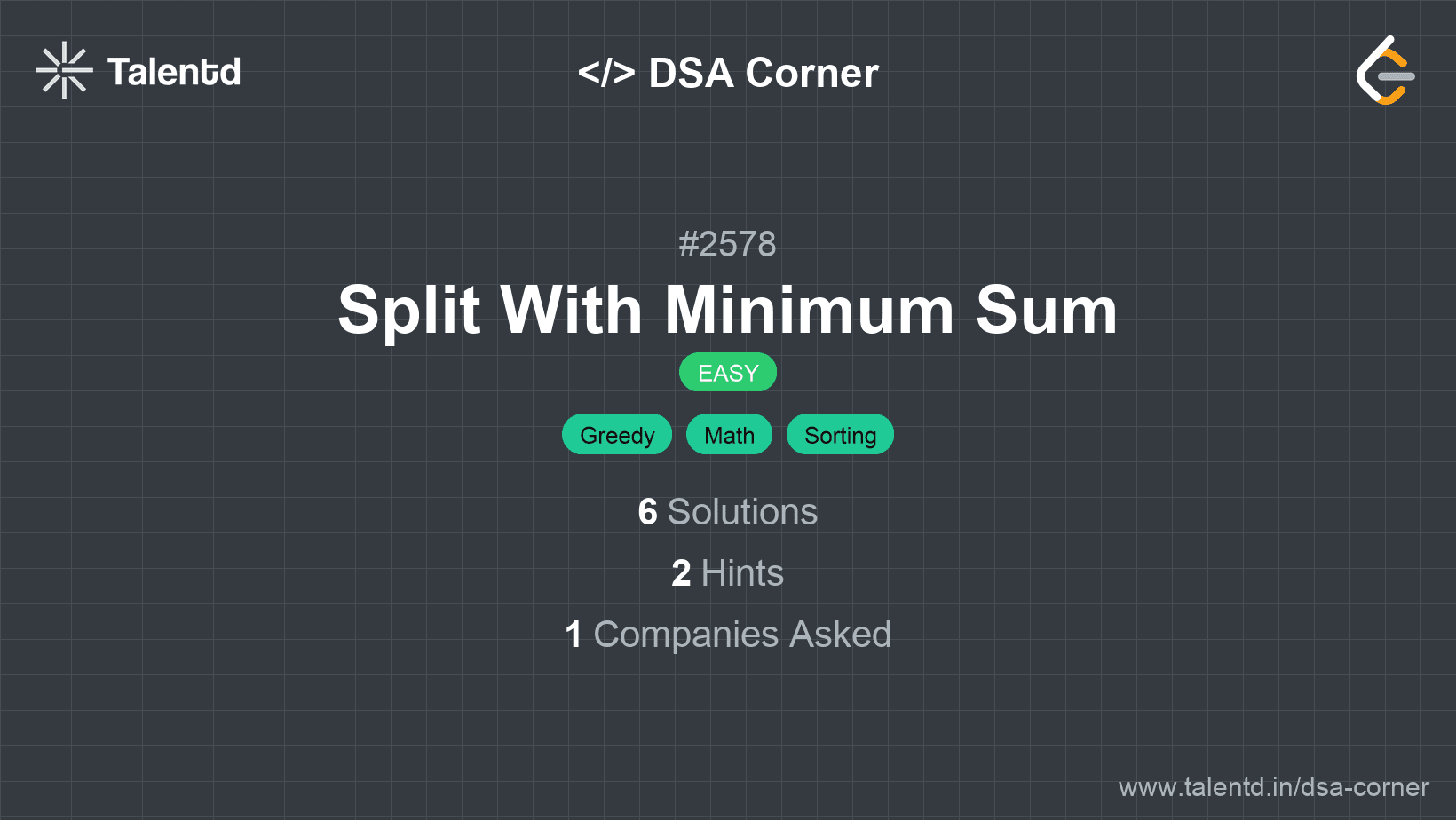 Problem visualization for Split With Minimum Sum