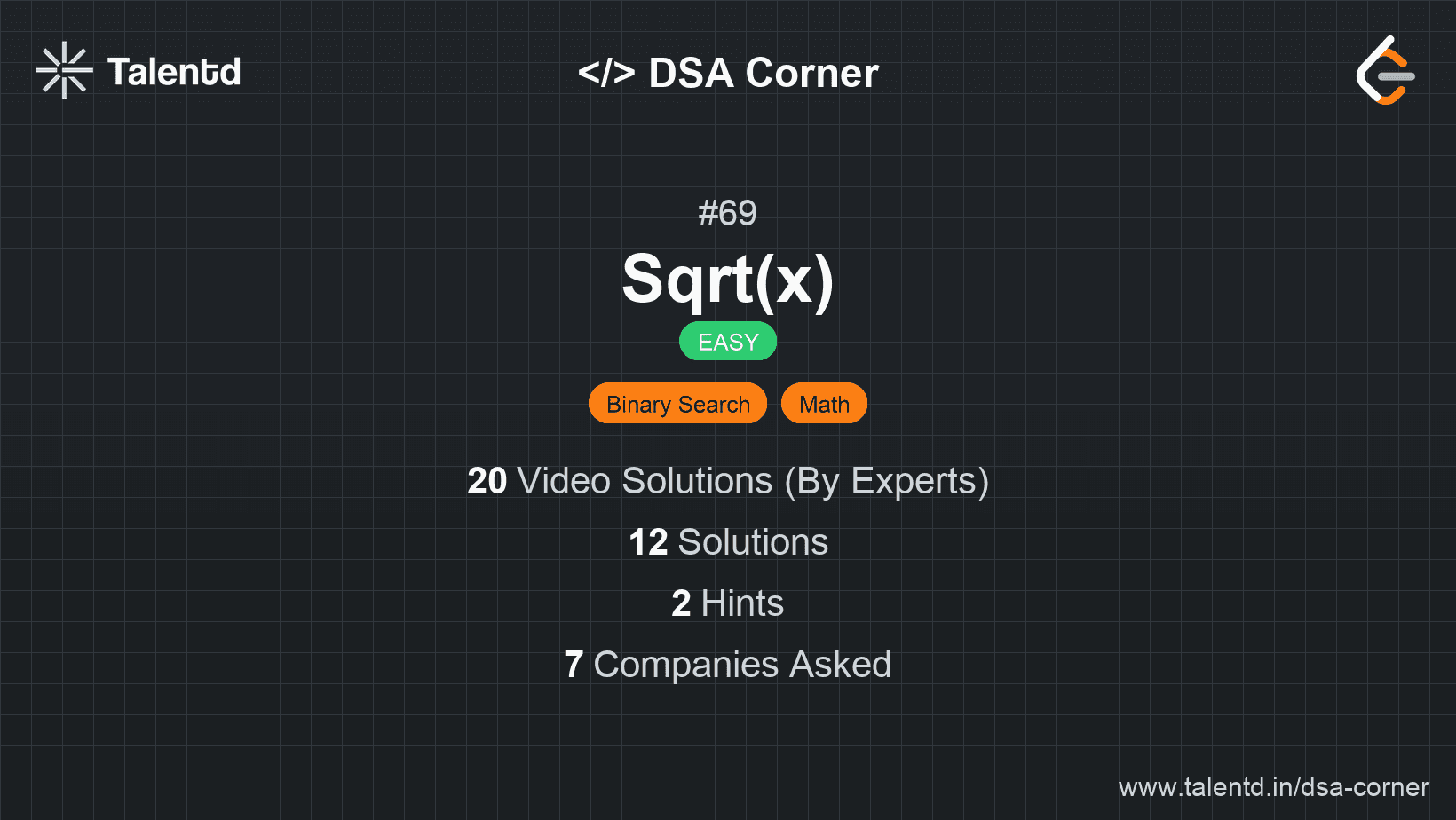 Problem visualization for Sqrt(x)