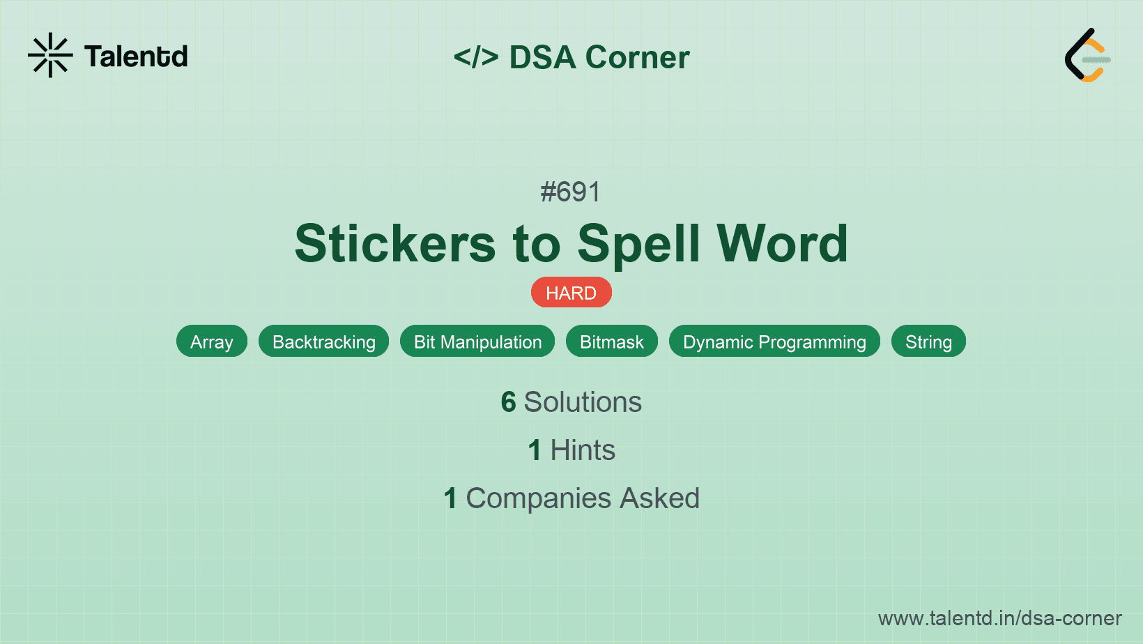 Problem visualization for Stickers to Spell Word