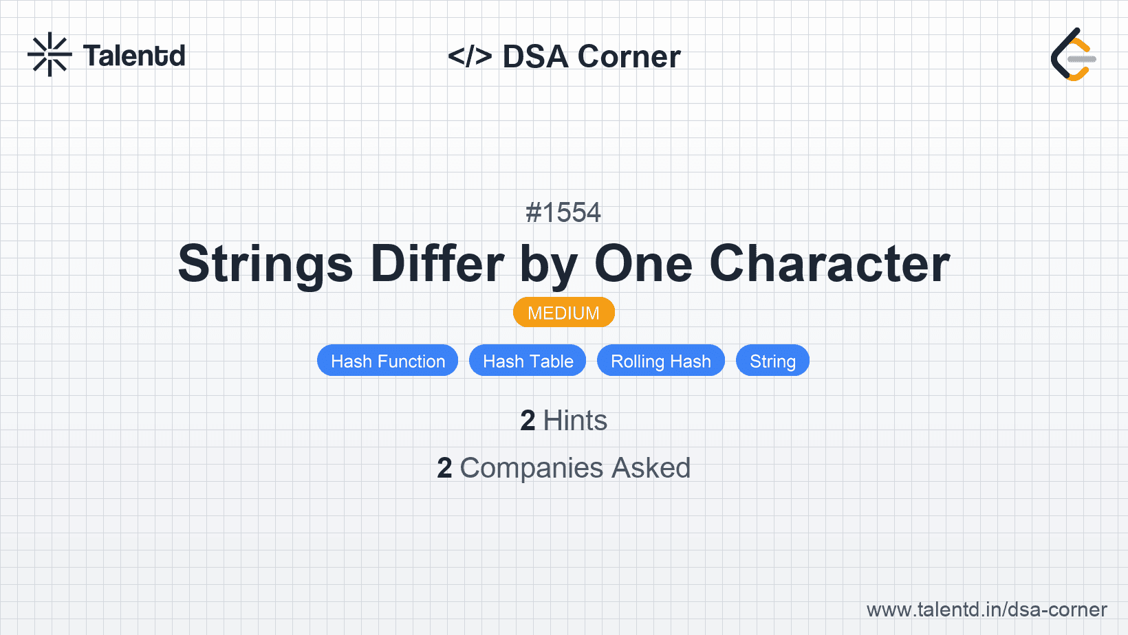 Problem visualization for Strings Differ by One Character