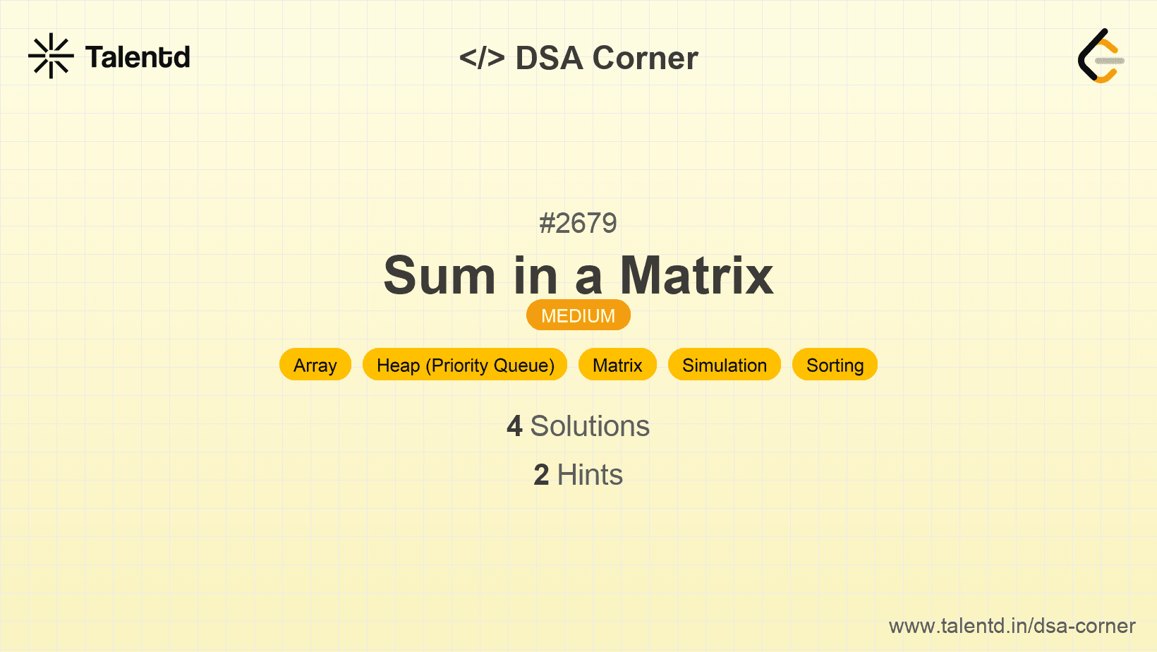 Problem visualization for Sum in a Matrix