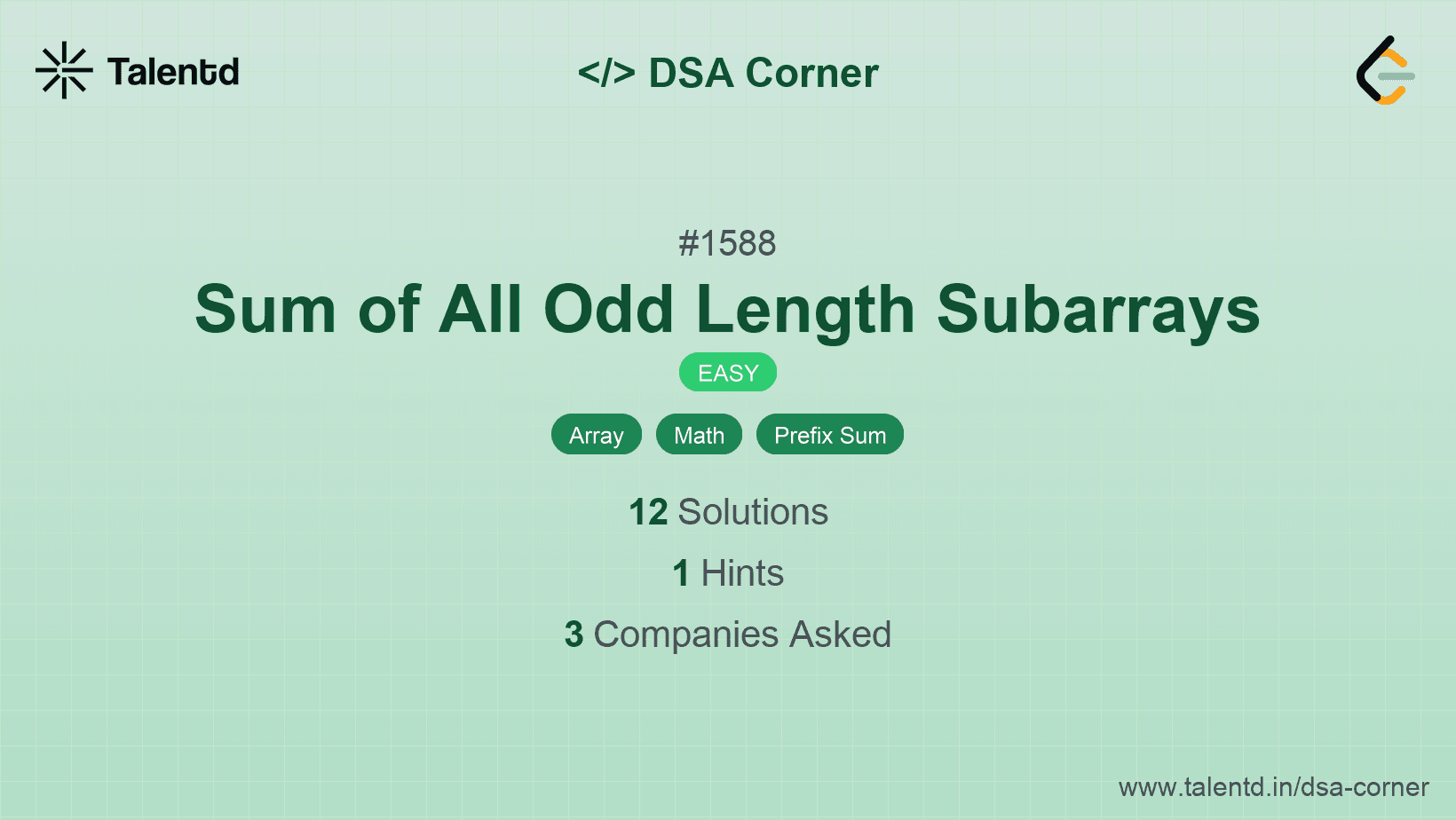 Problem visualization for Sum of All Odd Length Subarrays
