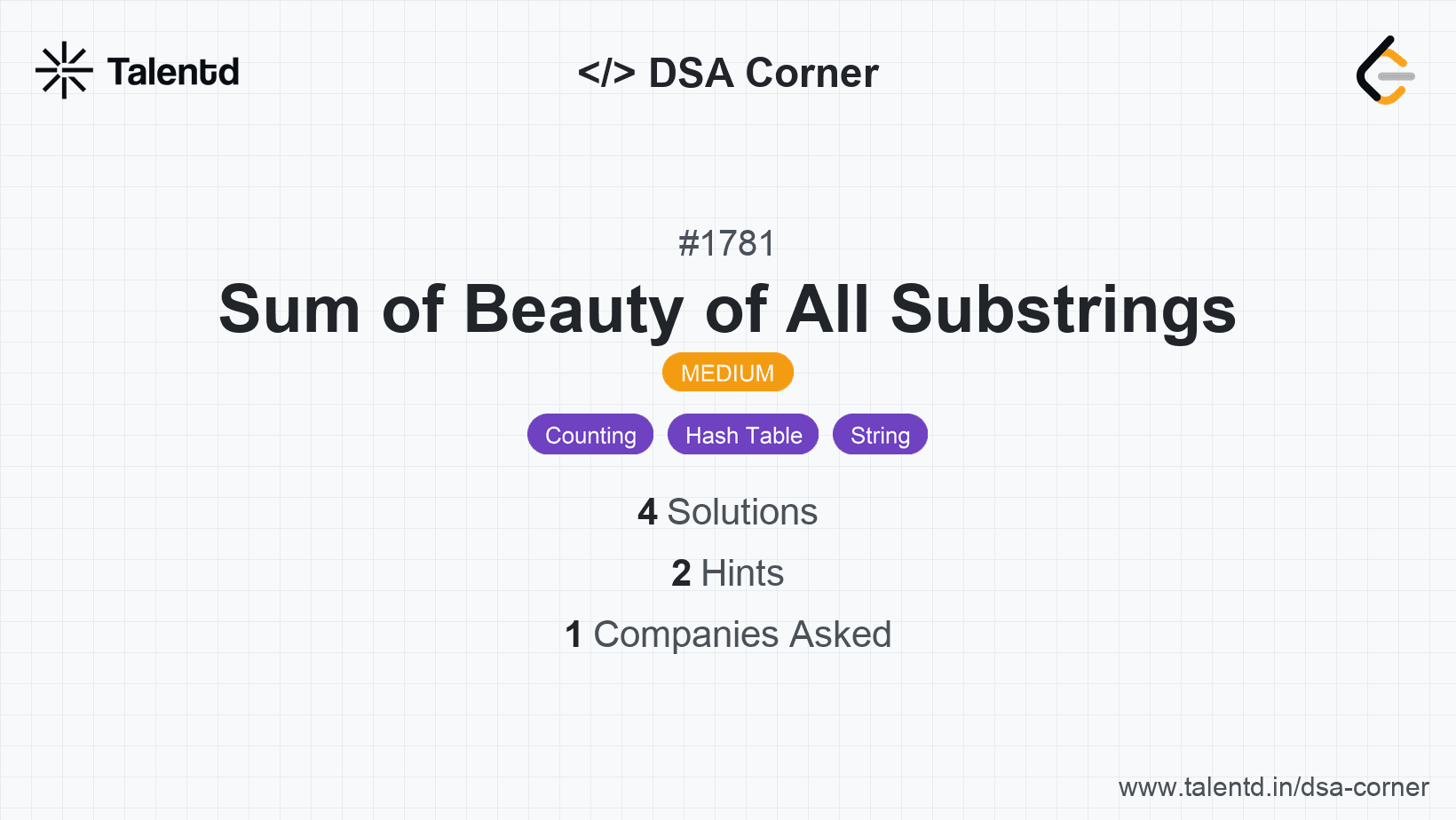 Problem visualization for Sum of Beauty of All Substrings