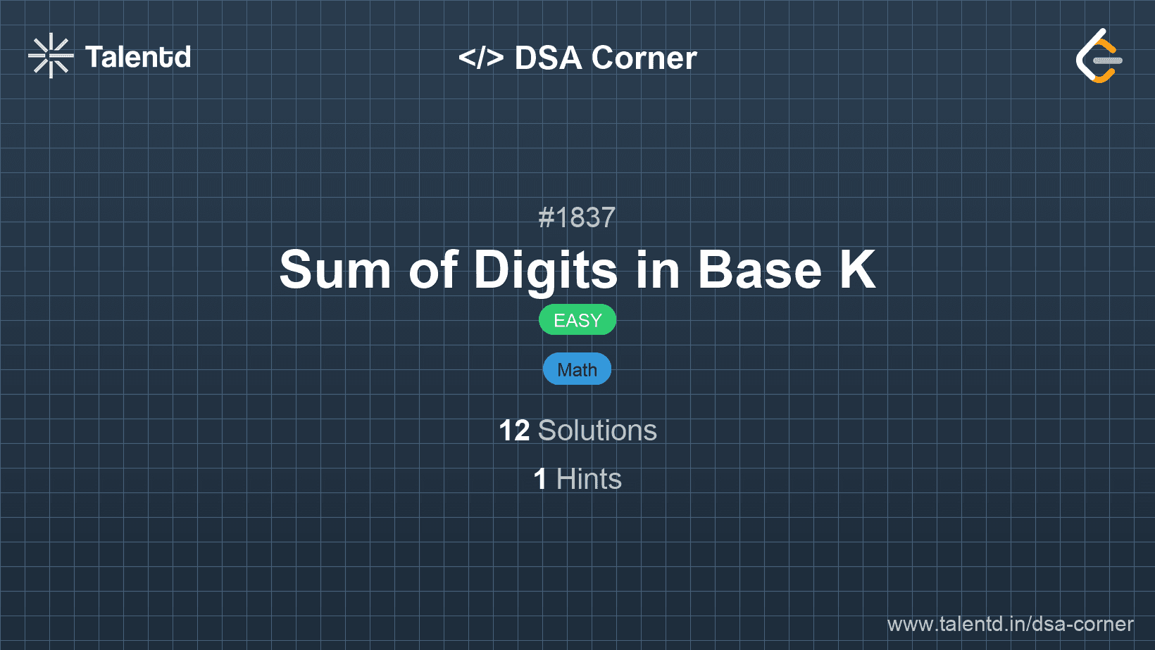 Problem visualization for Sum of Digits in Base K