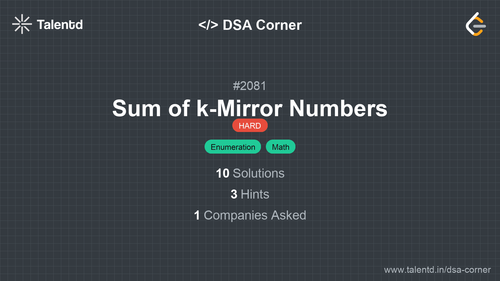 Problem visualization for Sum of k-Mirror Numbers