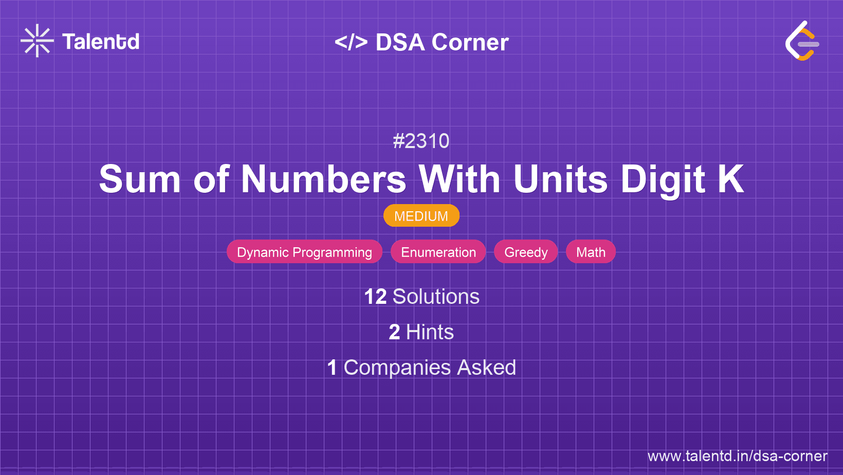 Problem visualization for Sum of Numbers With Units Digit K