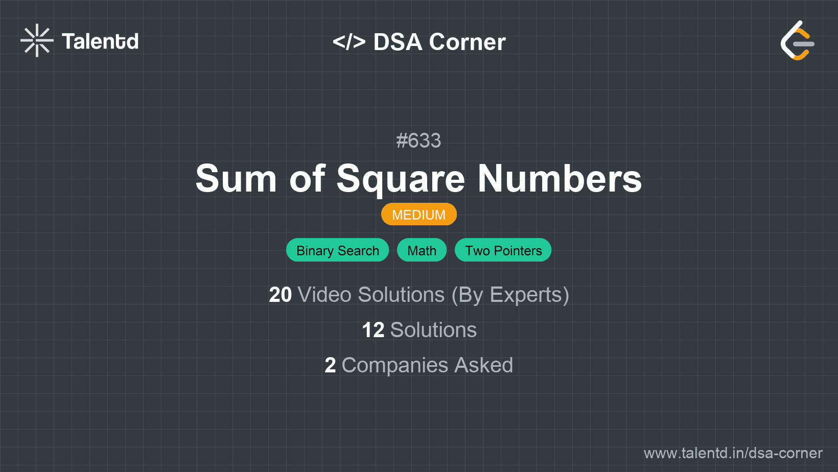 Problem visualization for Sum of Square Numbers