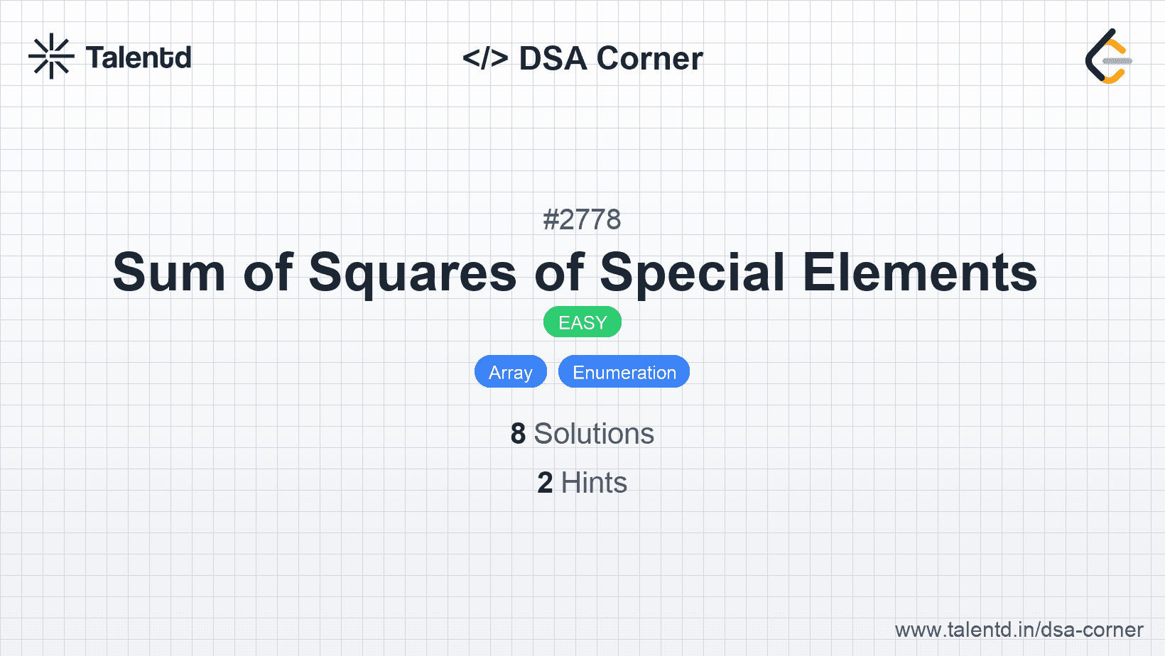 Problem visualization for Sum of Squares of Special Elements 