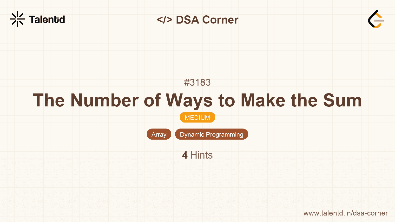 Problem visualization for The Number of Ways to Make the Sum