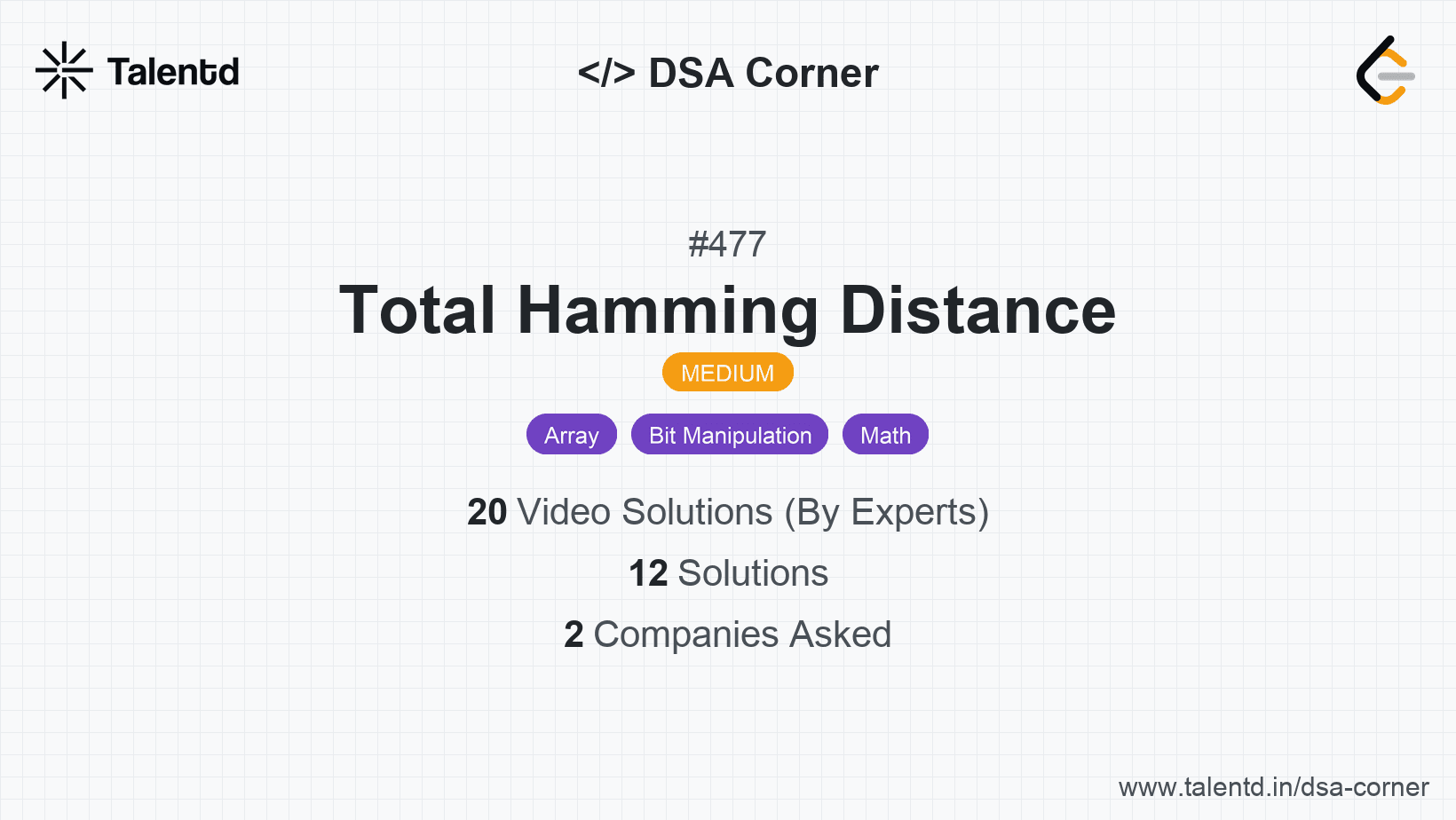 Problem visualization for Total Hamming Distance