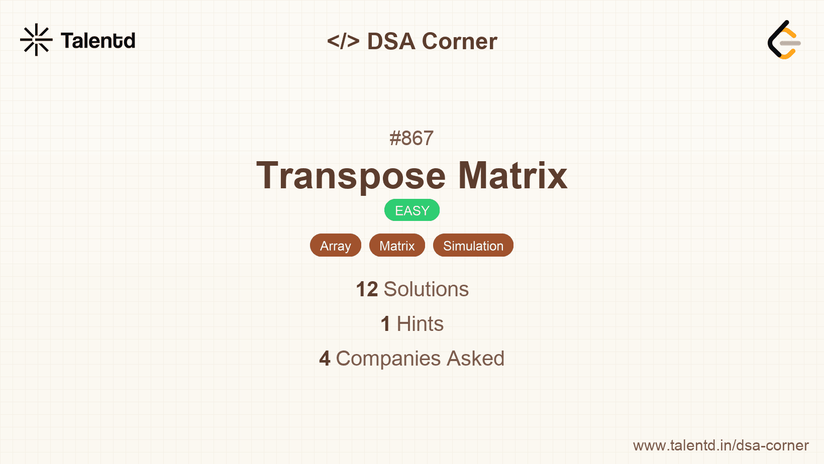 Problem visualization for Transpose Matrix