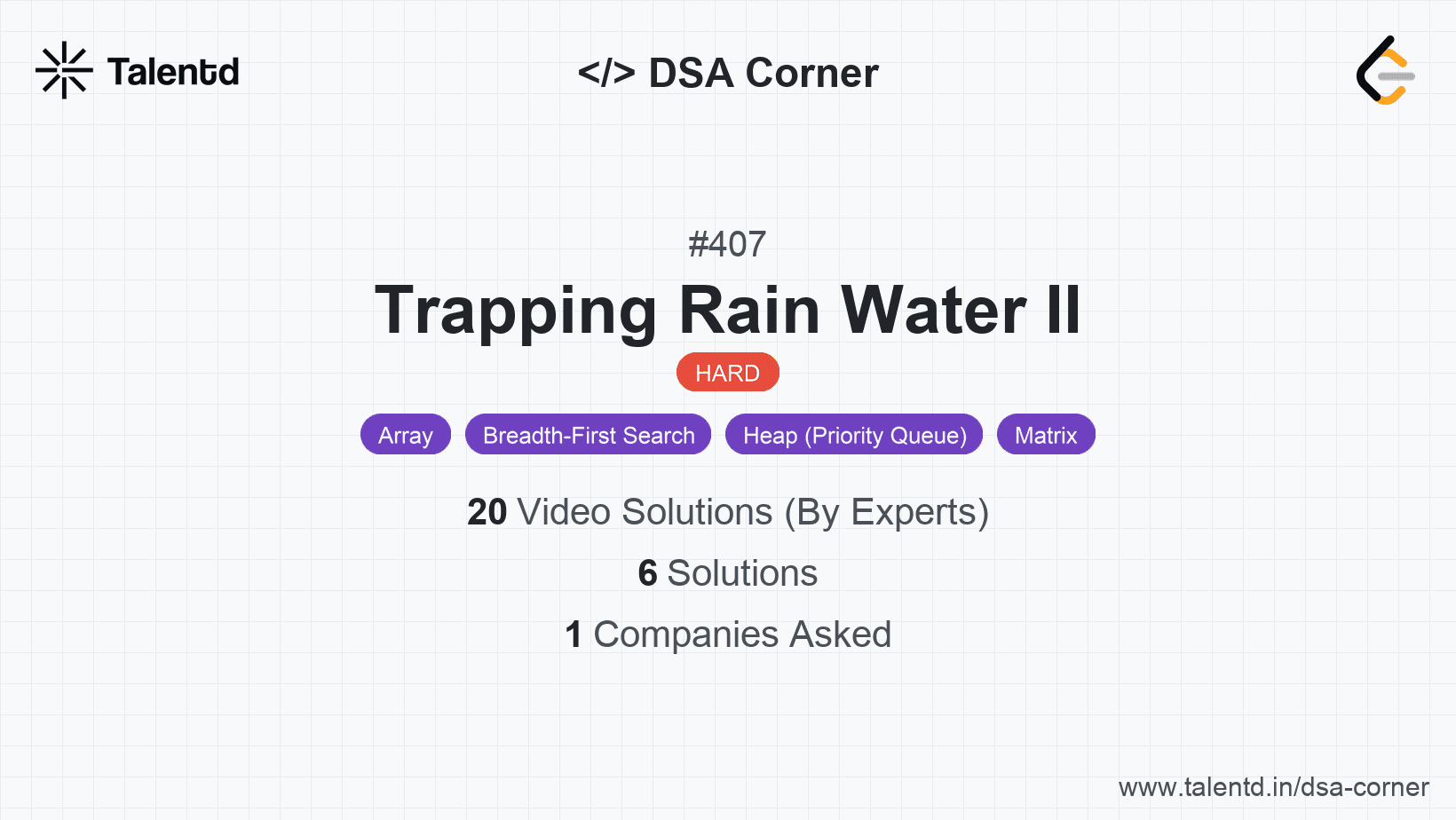 Problem visualization for Trapping Rain Water II